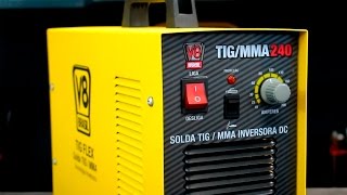 Máquina de Solda Inversora TIG MMA 240  V8 Brasil [upl. by Ellinnet]