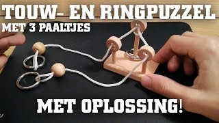 Touw en ring puzzel met 3 paaltjes oplossen [upl. by Oriana]