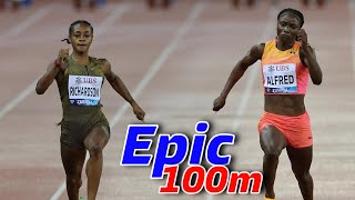 Massive Race Shacarri Richardson Battles Julien Alfred In 100m Final At Brussels Diamond League [upl. by Adore]