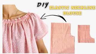 DIYElastic neckline blouseSewing is so easy for beginners [upl. by Allister559]