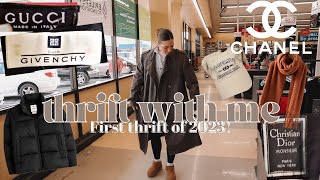 I FOUND SO MUCH DESIGNER THRIFT WITH ME my first trip of 2023  try on thrift haul [upl. by Ytissahc854]