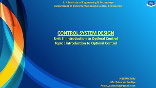 CH03 Session 14 CSD Introduction to Optimal Control [upl. by Norrehs]