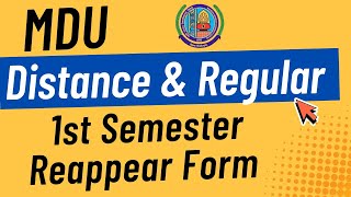 Mdu Distance 1st Semester Reappear Form  Mdu 1st Semester Reappear Form  Mdu dde reappear form [upl. by Spieler]