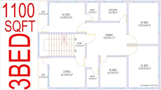 HOUSE PLAN DESIGN  EP 54  1100 SQUARE FEET 4 BEDROOMS HOUSE PLAN  LAYOUT PLAN [upl. by Hultgren]