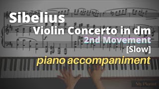 Sibelius  Violin Concerto in dm Op47 2nd Mov Piano Accompaniment Slow [upl. by Boote74]