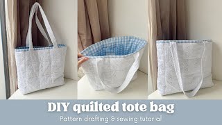 DIY quilted bag  drafting amp sewing a quilted bag from scraps Sewing amp Pattern making tutorial [upl. by Essirahc]