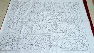 New nakshi katha design 2024Nokshi katha designNakshi kantha drawing tutorialnoksi katha design [upl. by Lesak633]