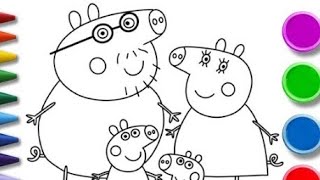 How to draw Peppa pig step by step for kids and toddlers Coloring paintingdrawing [upl. by Naihr]