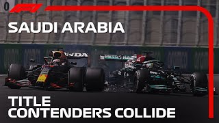 Lewis Hamilton And Max Verstappen Collide  2021 Saudi Arabian Grand Prix [upl. by Kalfas]