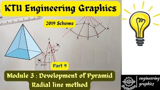 KTU Engineering Graphics Module 3 Part 9  Development of Pyramid Radial line method [upl. by Ahsiuqet]