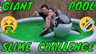 SLIME POOL CHALLENGE GIANT BATH SLIME  TheBattistas Vlogs [upl. by Anaejer]