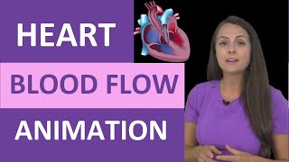 Heart Blood Flow Animation  Heart Anatomy Made Easy for Nursing School [upl. by Micky]