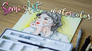 Unboxing New Art Supplies  First Portrait Painting With SeamiArt watercolor [upl. by Ardna139]