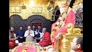 PM Shri Narendra Modi visits Sai Baba Temple in Shirdi Maharashtra  19102018 [upl. by Akcirred]