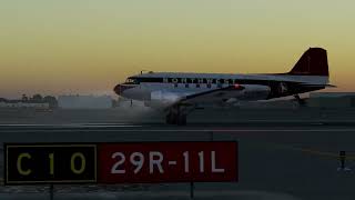 XPlane 12  Aeroworx DC3 Landing at KFAT at dusk with volumetric lighting [upl. by Lugar]