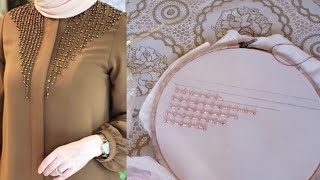 طريقة رائعة لتنبات عباية بسحاب مبطن Embroider abaya [upl. by Guenna]