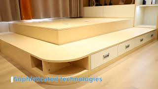 woooden tatami bed set with storage multi drawers from Zhuangxiang [upl. by Lesslie]