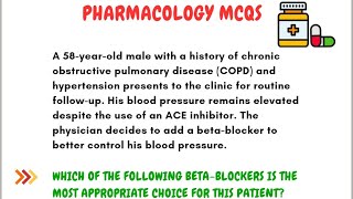 Pharmacology MCQs Pharmacology MCQs with Answer and Explanation betablockers [upl. by Eneleahs]