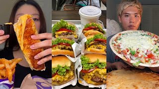 BEST tiktok mukbang compilation 52  cheesiest burritos amp burgers [upl. by Hayes]