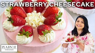 Easy HOMEMADE NoBake Strawberry Cheesecake [upl. by Ahsiekel197]