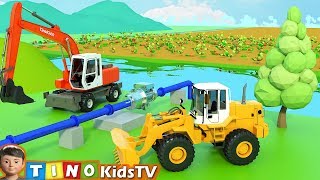 Wheel Loader amp Construction Trucks for Kids  Farm Water System Construction for Children [upl. by Naitsirk]