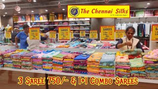 The Chennai Silks 111 🪔DIWALI Sarees 3 Pcs saree 600 🔥 Rs 175 to 999 Diwali new arrival [upl. by Euhsoj]