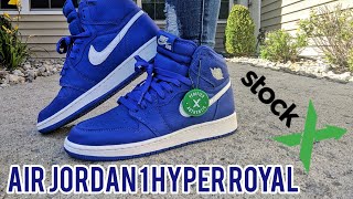 NEW STOCKX Pickup  Air Jordan 1 OG High GS quotHyper Royalquot  Unboxing  On Foot [upl. by Aihc253]