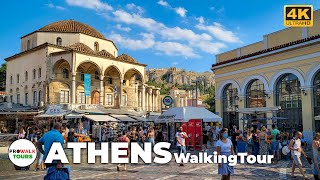 Athens Greece Walking Tour  4K  with Captions amp Binaural Audio [upl. by Levania]