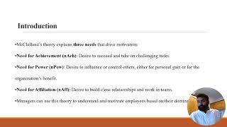 Presentation On McClellands Three Need Theory [upl. by Deeann]