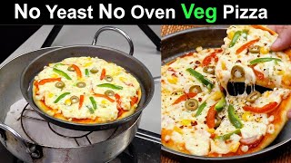 कढ़ाई में वेज पिज़्ज़ा बिना यीस्ट के  Veg Pizza without Oven and Yeast  Pizza Recipe  Kabitaskitchen [upl. by Herald]