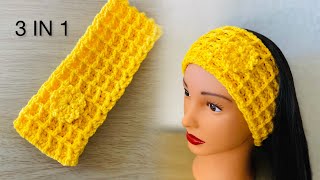 How to crochet 3 in 1 ear warmer  neck warmer  headband [upl. by Danzig425]