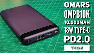 Omars OMPB10K 10000mAh 18W TypeC PD20 powerbank tested viewer submission [upl. by Girhiny737]