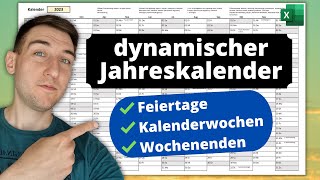 Excel Kalender 2024  mit Feiertagen Kalenderwochen amp Wochenenden ewiger Jahreskalender [upl. by Siva]