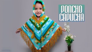 PONCHO TEJIDO A CROCHET PARA NIÑAS paso a paso ✅ [upl. by Uok]