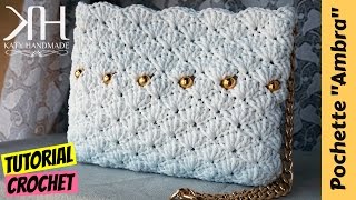 Tutorial pochette quotAmbraquot uncinetto  How to make a crochet bag  Punto ventaglio  Katy Handmade [upl. by Giffy]