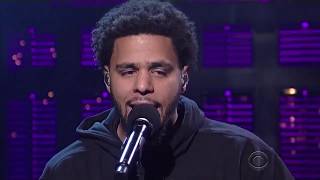 J Cole  quotBe Freequot Performance on The Late Show with David Letterman [upl. by Ahtibat]