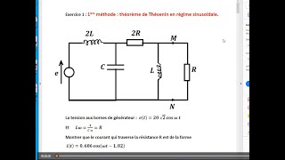 Exercice 1  1ère méthode  théorème de Thévenin en régime sinusoïdale impédance complexe [upl. by Nnhoj]