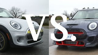 MINI JCW GP3 vs MINI Electric Drag Race [upl. by Aidekal]