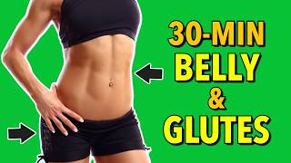 30Min Exercise Routine for Flat Belly and Round Glutes [upl. by Karolina]