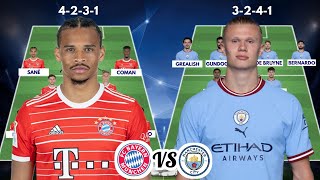 BAYERN MUNICH VS MAN CITY  Head to head potential starting lineups  UEFA Champions league 202223 [upl. by Odelet619]