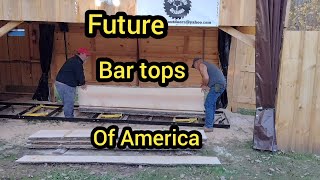 Rustic Adirondack bar tops forest twobrothersoutdoors portablesawmill [upl. by Azyl]