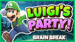 Luigi Brain Break Party  Freeze Dance  Mario  Halloween  Just Dance [upl. by Wrennie]