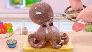 The Best Seafood Recipes 🐙 Miniature Korean Baby Octopus Stir Fried Tomato 💘 Tina Mini Cooking [upl. by Cheffetz561]