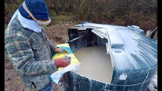 Slaking A Metric Ton Of Quicklime for lime plaster [upl. by Sabra]