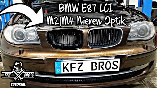 BMW 1er E81 E82 E87 LCI  Nieren wechseln  Umbau Doppelsteg Schwarz M2M4 Optik  Grill Black M2 M4 [upl. by Ahseinaj]