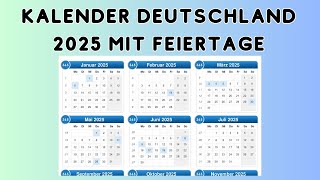 Kalender Deutschland 2025 mit Feiertage [upl. by Hut]