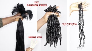 DIY NO STRAW PASSION TWIST USING STRAIGHT BRAIDING HAIR OGC [upl. by Anilys42]