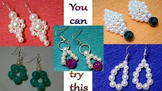 94 Easy way to make 5 different type pearls earrings  Diy  Jewellery Making at Home [upl. by Llerut268]