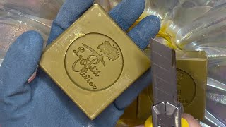 SOAP ASMR Olive Soap Cuts In A Shiny Plate [upl. by Yecnahc]