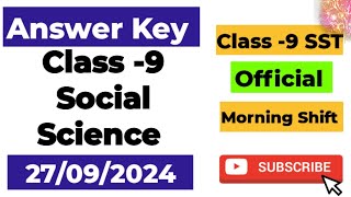 Class 9 Sst Answer Key Morning shift 27092024 mid term exam class 9 social science morning shift [upl. by Garibold593]